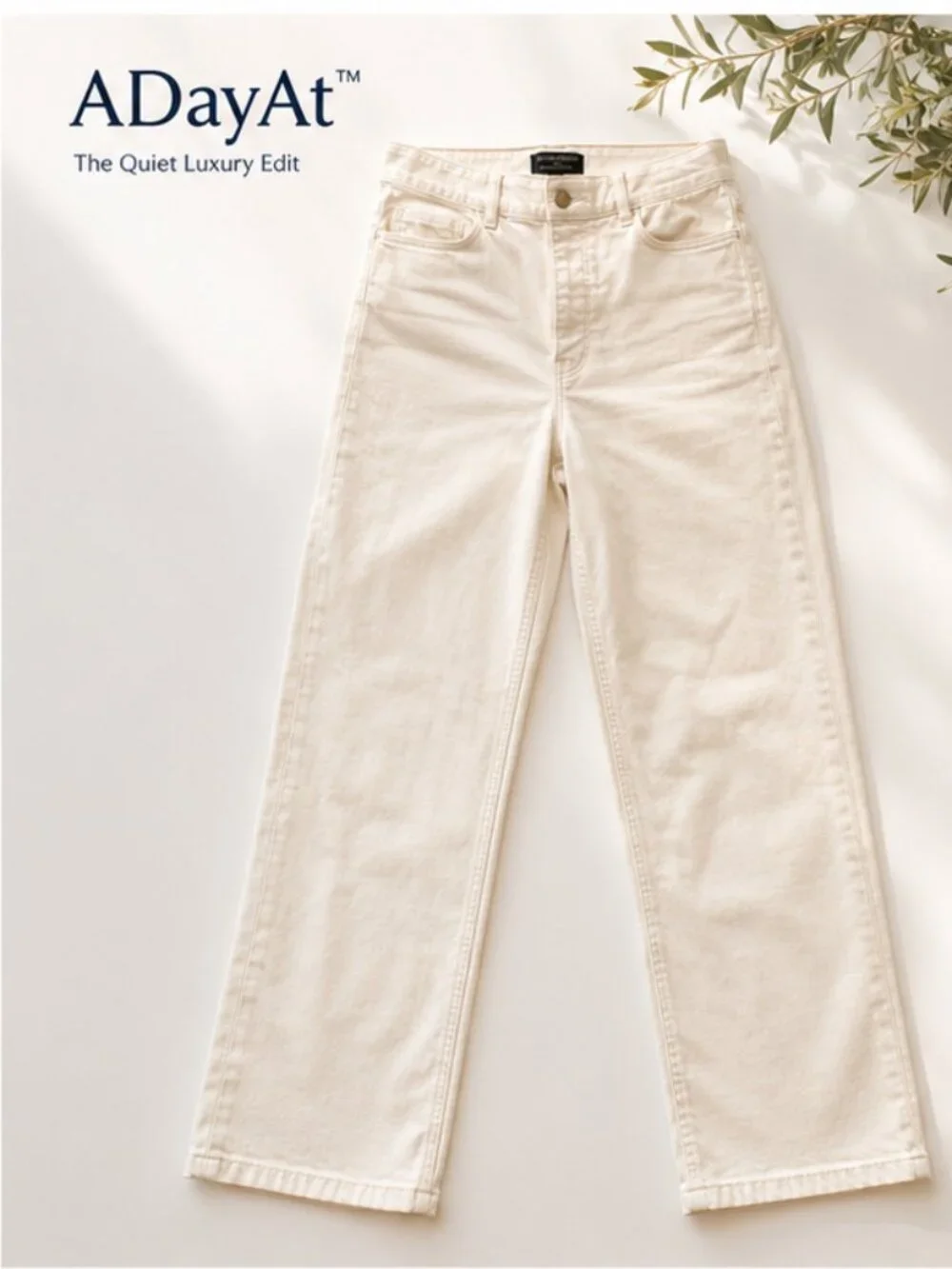 Banana Republic High Rise Straight Jeans 29/8 Ecru Cream Stretch Denim Pants